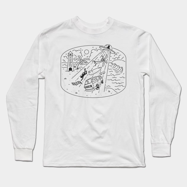 Alien abduction stories at the beach Graphic Tee Long Sleeve T-Shirt by Teequeque